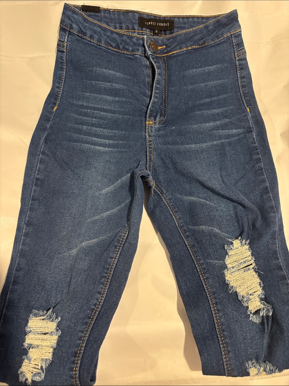 Almost Famous Women’s Dark Blue Skinny Ripped Jeans
